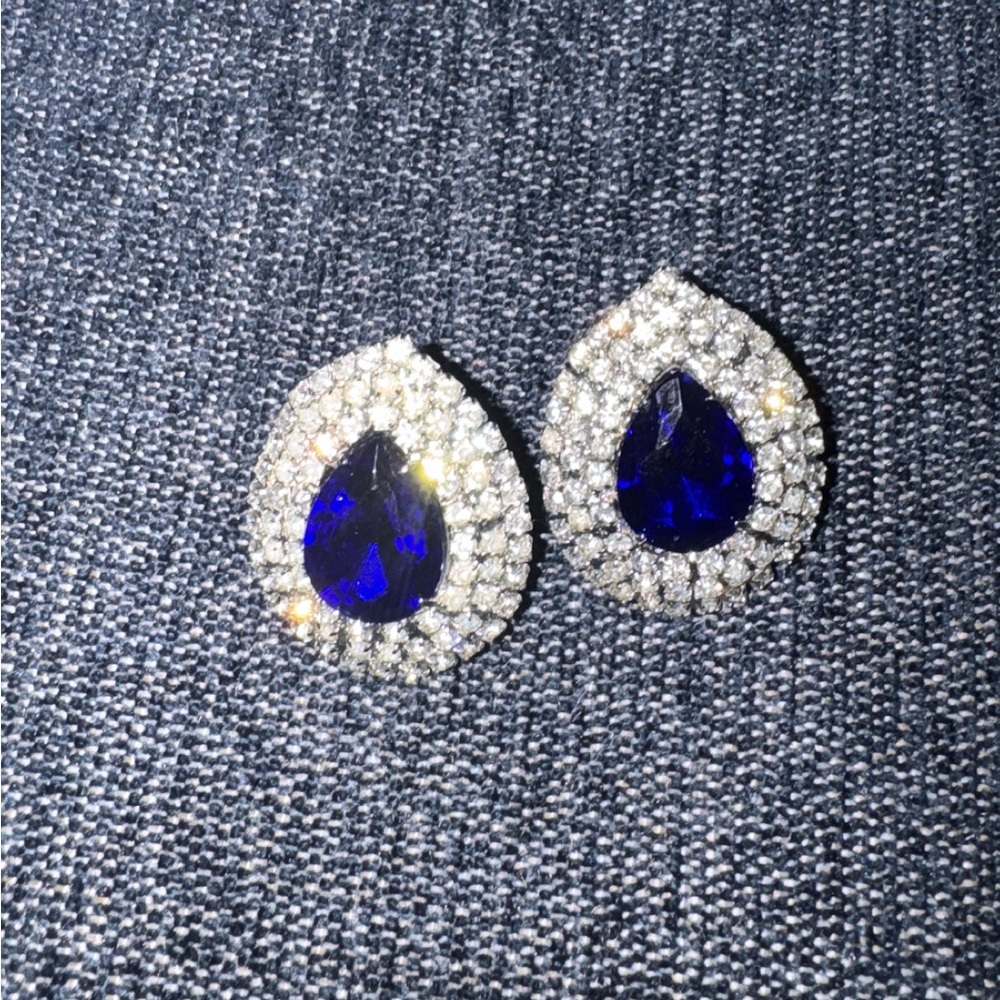 Elegant Blue and Silver Teardrop Earrings